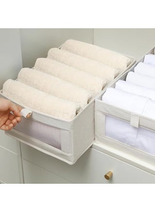 8 Pcs Linen Storage BinsWardrobe Clothes Organizer,Multifunctional Foldable Storage Box，With Clear Window，Moisture and Mold Prevention，for Storing Shirts, T Shirts, Socks, Underwear, Documents - view 4