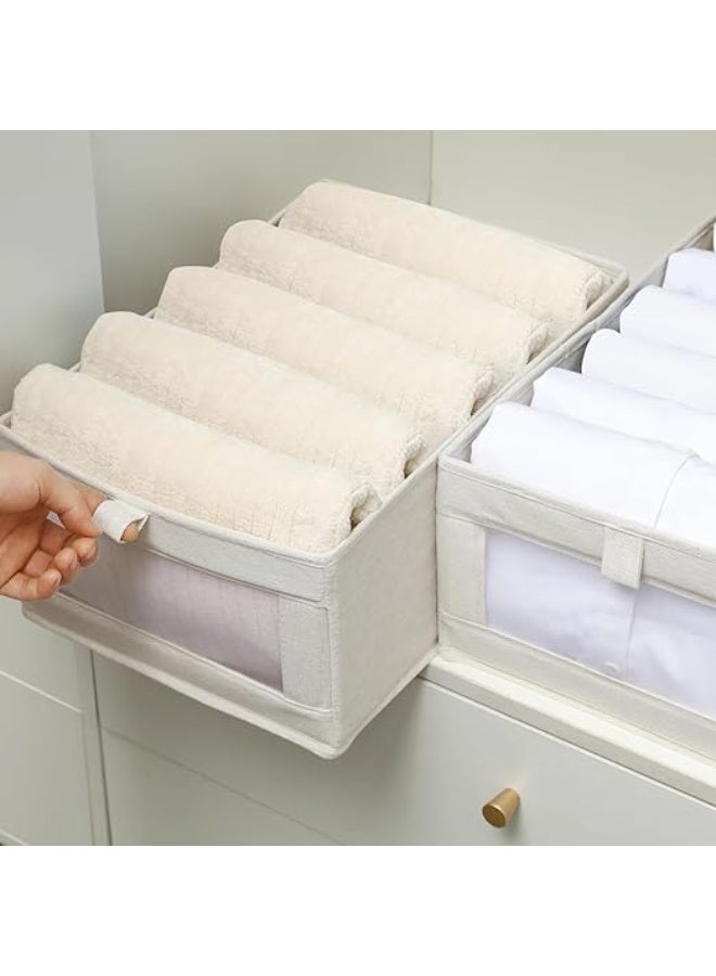 DUNISO 8 Pcs Linen Storage BinsWardrobe Clothes Organizer,Multifunctional Foldable Storage Box，With Clear Window，Moisture and Mold Prevention，for Storing Shirts, T Shirts, Socks, Underwear, Documents  - Image 4