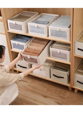 8 Pcs Linen Storage BinsWardrobe Clothes Organizer,Multifunctional Foldable Storage Box，With Clear Window，Moisture and Mold Prevention，for Storing Shirts, T Shirts, Socks, Underwear, Documents - view 5