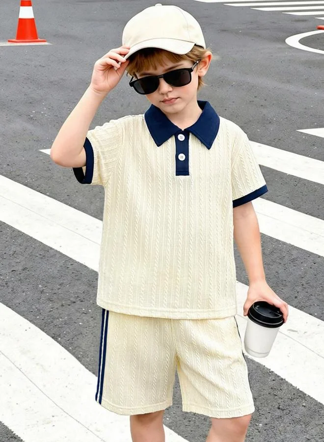Take Two  Boys Solid Textured Polo And Shorts Set for Men | Best Price UAE