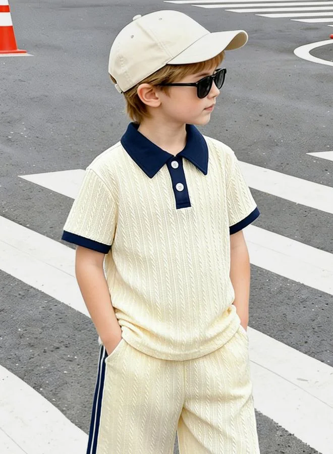Take Two  Boys Solid Textured Polo And Shorts Set for Men | Best Price UAE