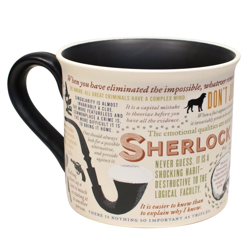 The Unemployed Philosophers Guild Sherlock Holmes Coffee Mug - Features Holmes Quotes, Rules of Deduction, Intriguing Images, and Sidney Paget's Portrait, Comes in a Fun Box - Image 3