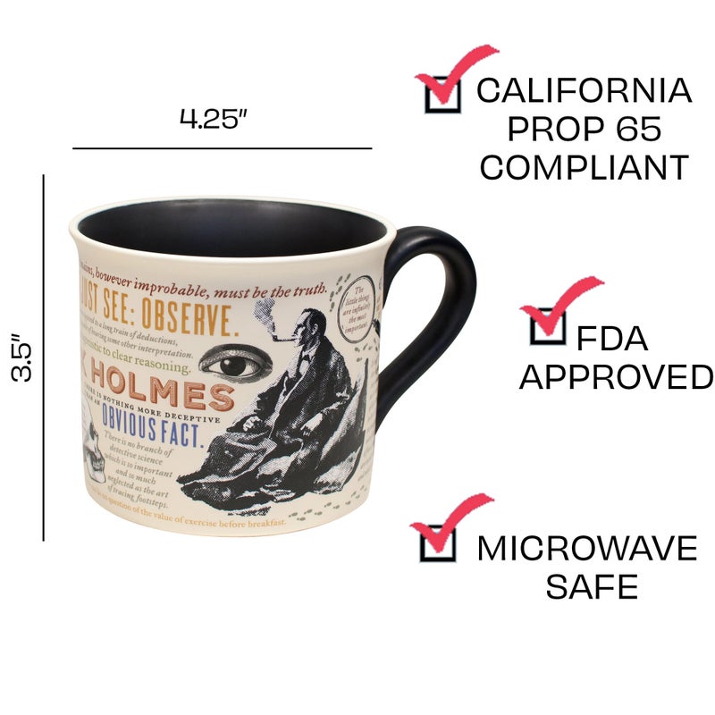 The Unemployed Philosophers Guild Sherlock Holmes Coffee Mug - Features Holmes Quotes, Rules of Deduction, Intriguing Images, and Sidney Paget's Portrait, Comes in a Fun Box - Image 2