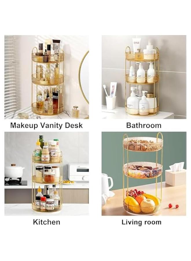 HOOKOR Rotating Makeup Organizer for Vanity 3 Tier, High-Capacity Skincare Clear Make Up Storage Perfume Organizers Cosmetic Dresser Organizer Countertop 360 Spinning (40-03) - Image 2