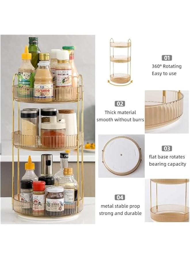 HOOKOR Rotating Makeup Organizer for Vanity 3 Tier, High-Capacity Skincare Clear Make Up Storage Perfume Organizers Cosmetic Dresser Organizer Countertop 360 Spinning (40-03) - Image 3