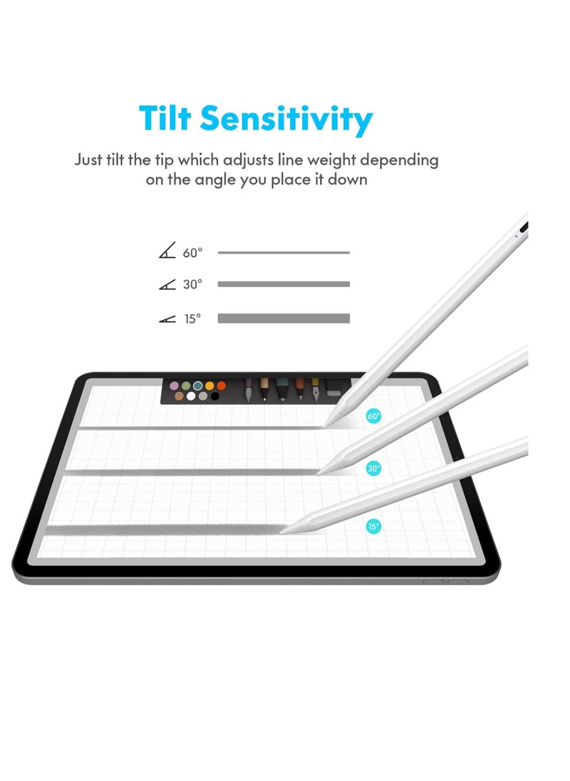 Generic Active Stylus Pen for iPad with Palm Rejection and Tilt Sensor for 2018-2020 Apple iPad Air 4th 3rd Generation and iPad Pro 11 & 12.9-inch 6th 7th 8th Mini 5n White  - Image 4
