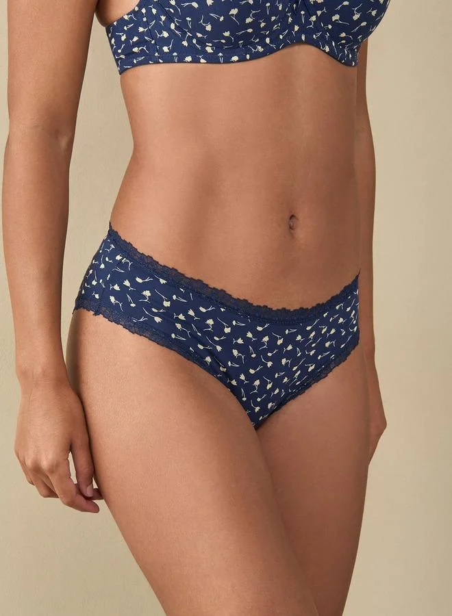سبلاش فيڤ سروال بيكيني بطبعات زهور شاملة مع تفاصيل دانتيل