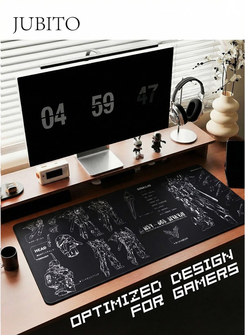 JUBITO mouse pad, large gaming mouse pad - 900x400x2mm, cushioned rubber bottom and stitched edges, high-end transforming mecha desktop texture, keyboard mat and office desk mat, and more - Image 2