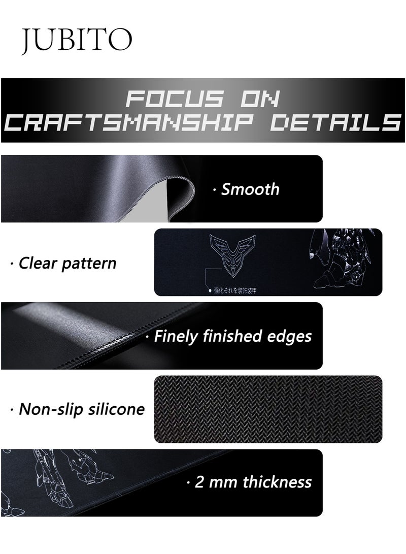 JUBITO mouse pad, large gaming mouse pad - 900x400x2mm, cushioned rubber bottom and stitched edges, high-end transforming mecha desktop texture, keyboard mat and office desk mat, and more - Image 3