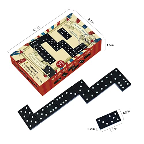 Offelec Wooden Double 6 Domino Set 28 Tiles Black Dominoes for Kids Adults and Family Games Night Ideal for 24 Players Perfect for Classroom Party Travel and Gifting Classic Board Game - Image 5