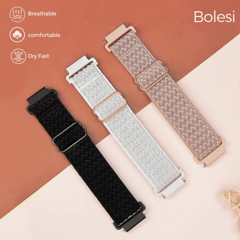 Bolesi حزمة بولايسي 3 قطع أحزمة ساعة نايلون مرنة 18 مم لجارمين فينو 2S/فينو 3S/فينو 4 41 مم، حزام معصم قابل للإفراج السريع حزام مرن لفيفو أكتيف 4S/فيفوموف 3S/فوررونر 265s/255s للرجال والنساء - Image 2