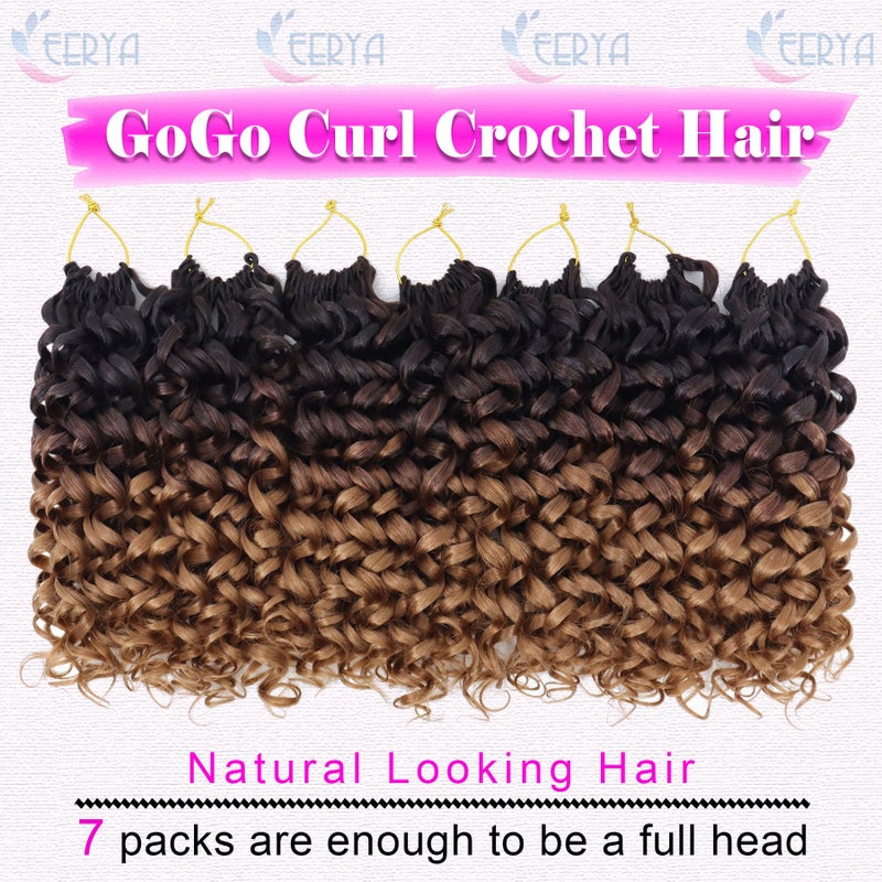 Eerya 7 Packs GoGo Curl Crochet Hair 10 Inch Short Curly Crochet Hair for Women Water Wave Beach Curl Deep Twist Crochet Braids Synthetic Braiding Hair Extensions (10 Inch, OT4/30) - Image 2