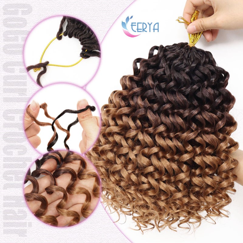 Eerya 7 Packs GoGo Curl Crochet Hair 10 Inch Short Curly Crochet Hair for Women Water Wave Beach Curl Deep Twist Crochet Braids Synthetic Braiding Hair Extensions (10 Inch, OT4/30) - Image 5