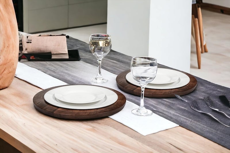 CLEENTABLE 13 Wooden Charger Plates Set of 2 Handcrafted Mango Wood Dinner Plate Chargers for Weddings Parties Rustic Table Decor Indoor Outdoor Dining  Walnut Finish - Image 2