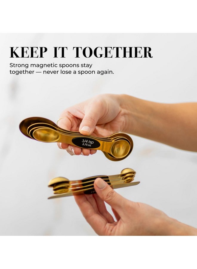 styled settings Magnetic Measuring Spoons Set - Stainless Steel Gold Measuring Spoons for Cooking and Baking - Cute and Durable Gold Kitchen Accessories - Great for Gifting - Image 2