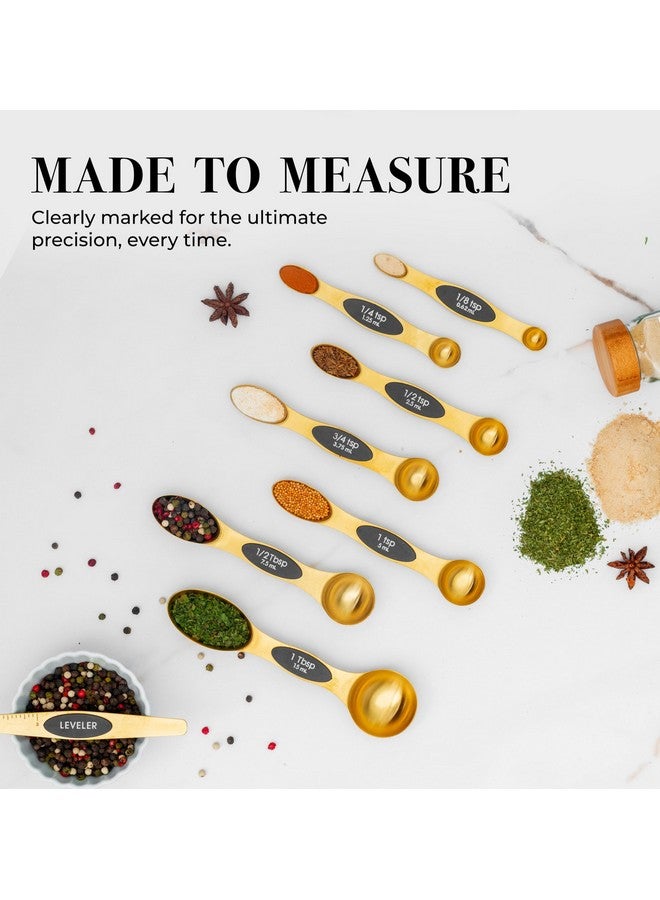 styled settings Magnetic Measuring Spoons Set - Stainless Steel Gold Measuring Spoons for Cooking and Baking - Cute and Durable Gold Kitchen Accessories - Great for Gifting - Image 4