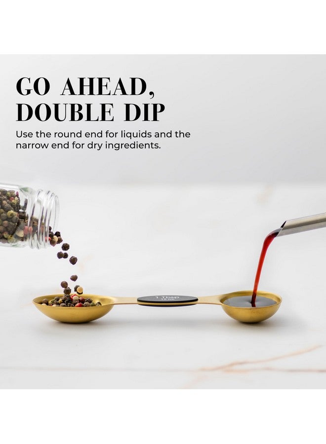 styled settings Magnetic Measuring Spoons Set - Stainless Steel Gold Measuring Spoons for Cooking and Baking - Cute and Durable Gold Kitchen Accessories - Great for Gifting - Image 3