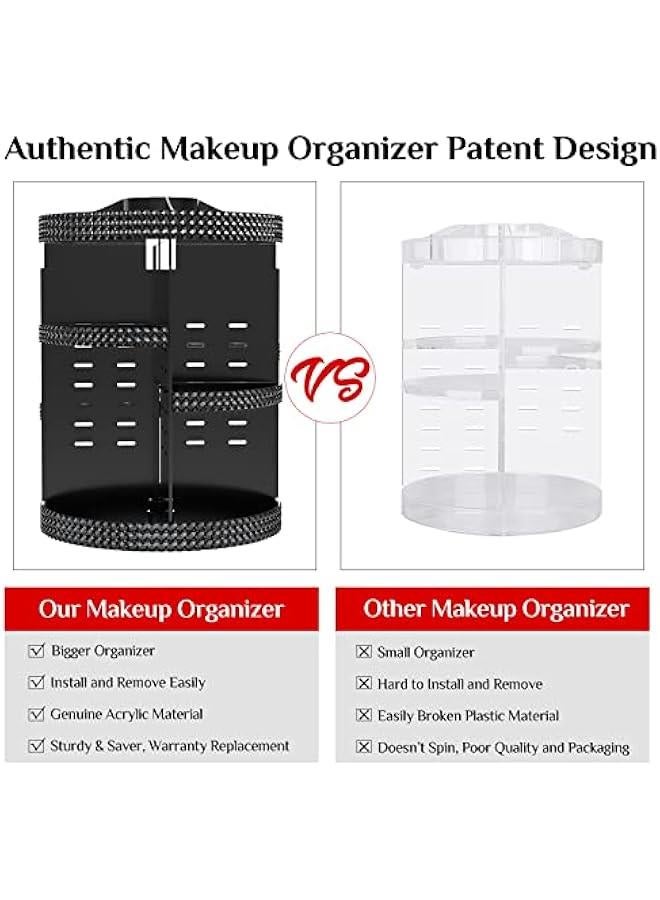 Arabest Black 360 Makeup Organizer Degree Rotating, 7 Layers Large Capacity Cosmetic Storage, Acrylic Makeup Organizers, Organizador De Perfumes Fits Makeup Brushes, Lipsticks, Bathroom, Black  - Image 4