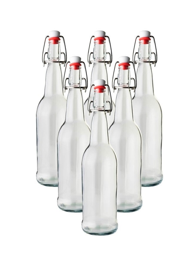 FastRack Swing Top Glass Bottles - 16 oz Pack of 6 | Clear for Home Brewing, Carbonated Drinks, Kombucha, Fermentation, Water | Flip Top, Food Grade, ECO Friendly - Image 1