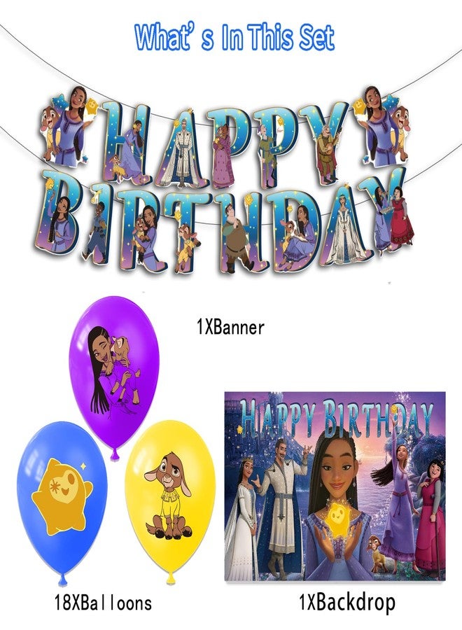 OMTO 42Pack Wish Birthday Party Supplies Pack Includes，Banner，Cake Topper，Blackdrop,Balloons for Wish party supplies - Image 2