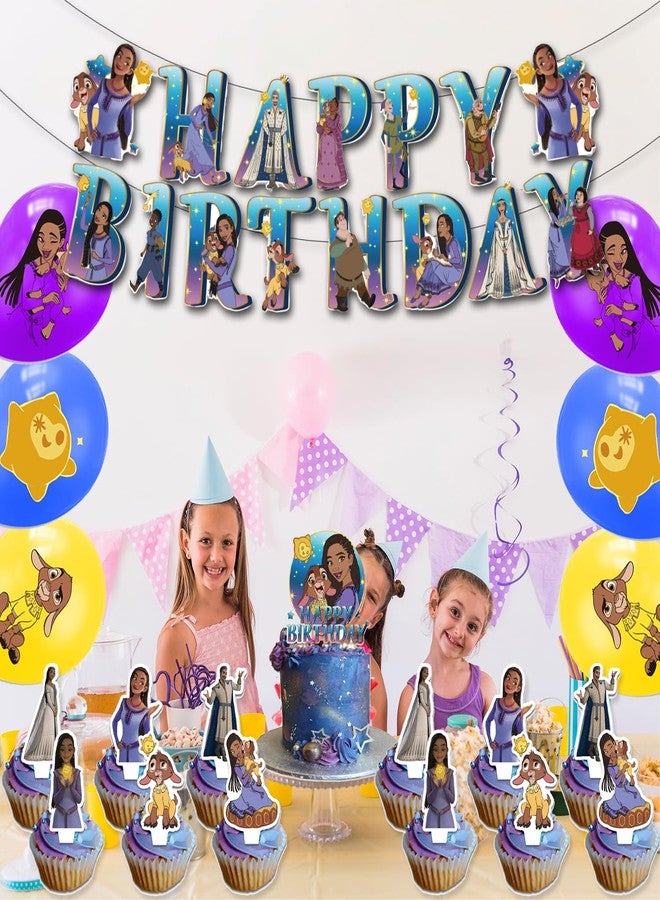 OMTO 42Pack Wish Birthday Party Supplies Pack Includes，Banner，Cake Topper，Blackdrop,Balloons for Wish party supplies - Image 3