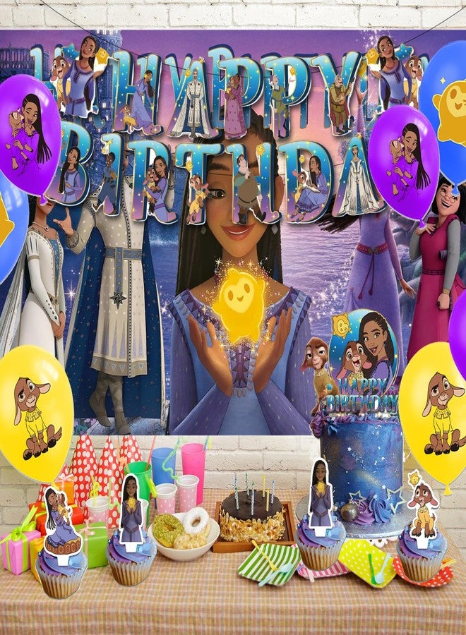 OMTO 42Pack Wish Birthday Party Supplies Pack Includes，Banner，Cake Topper，Blackdrop,Balloons for Wish party supplies - Image 4