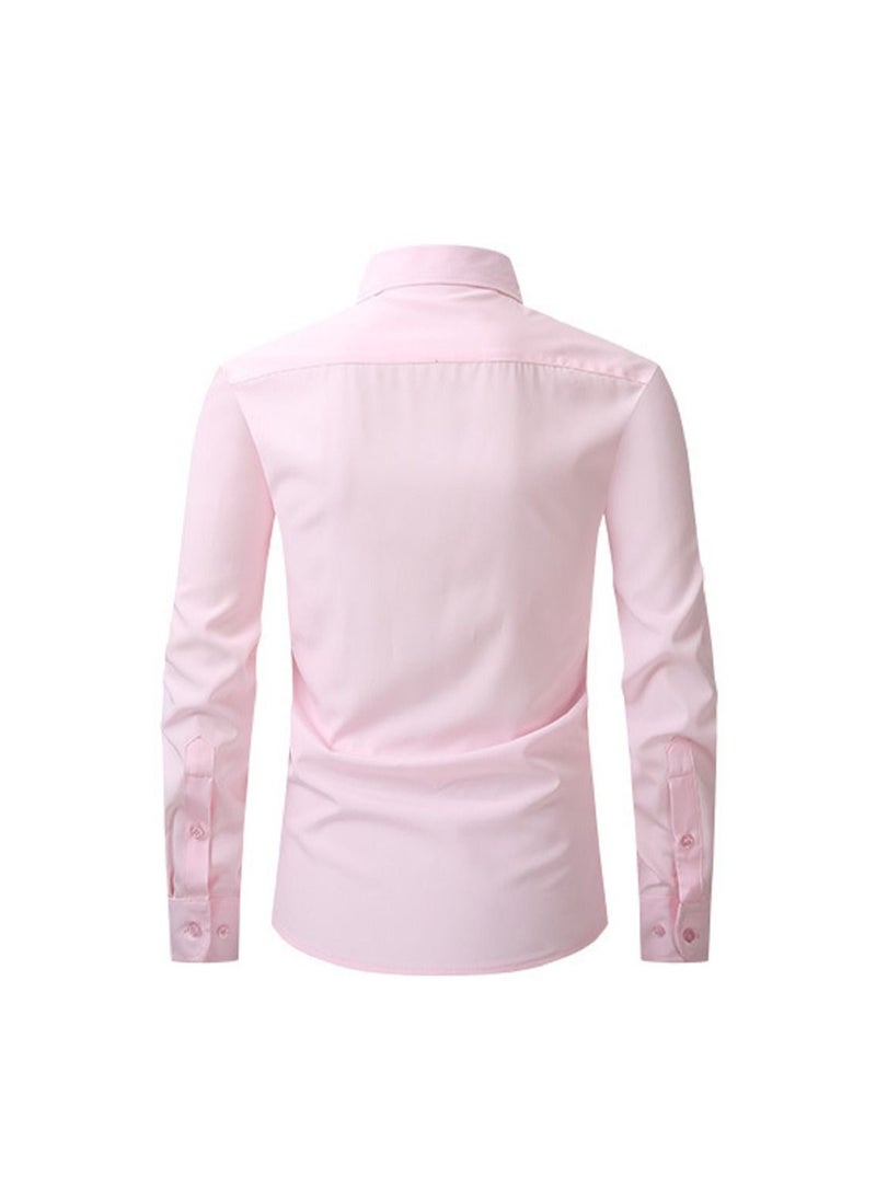 Thin Long Sleeved Slim Fitting Solid Color Men's Shirt