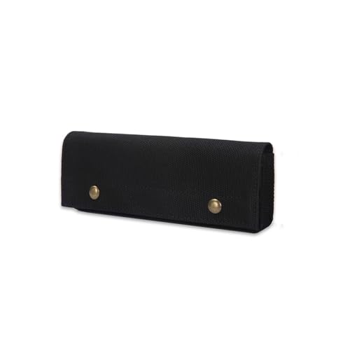 YONBEN Canvas Pencil Case Simple Multifunctional Clamshell Magnetic Buckle Stationery Box Pencil Bag Black S - Image 1