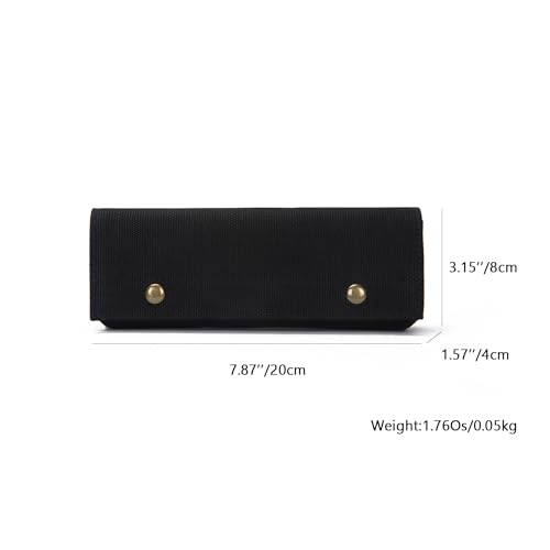 YONBEN Canvas Pencil Case Simple Multifunctional Clamshell Magnetic Buckle Stationery Box Pencil Bag Black S - Image 3