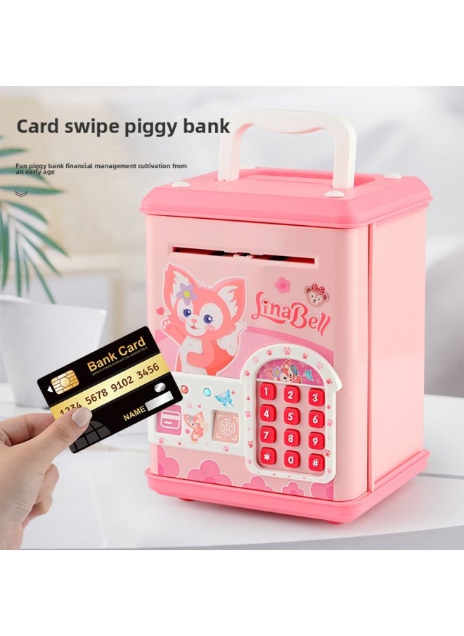 Ly Piggy Bank 2024 Children Boys And Girls Only Can't Enter And Save Large Capacity Safety Box Password-Color:Hello Kitty☆Swipe The Card To Open + Chinese And English Bilingual + Ancient Poetry Reading * Battery Version