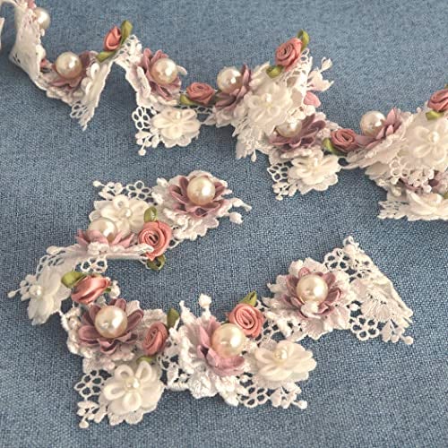 Kuasting 2 Yard Vintage Pearl Flower Ribbon Scallop Edge Trim Sewing Lace Trim Handmade DIY Sewing Supplies for Dress Embellishment (Pearl lace) - Image 5