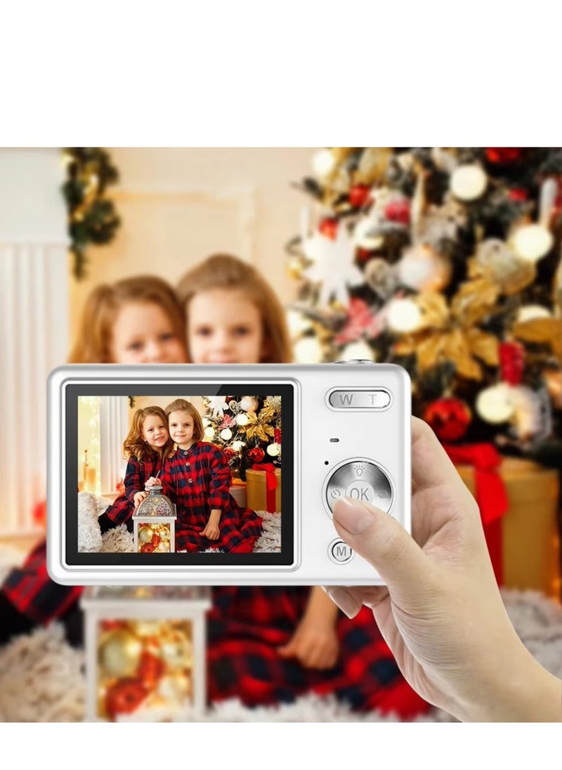 Halamine Digital Camera, FHD 4K Kids Camera 44MP Point and Shoot Digital Cameras with 32GB SD Card,White  - Image 2