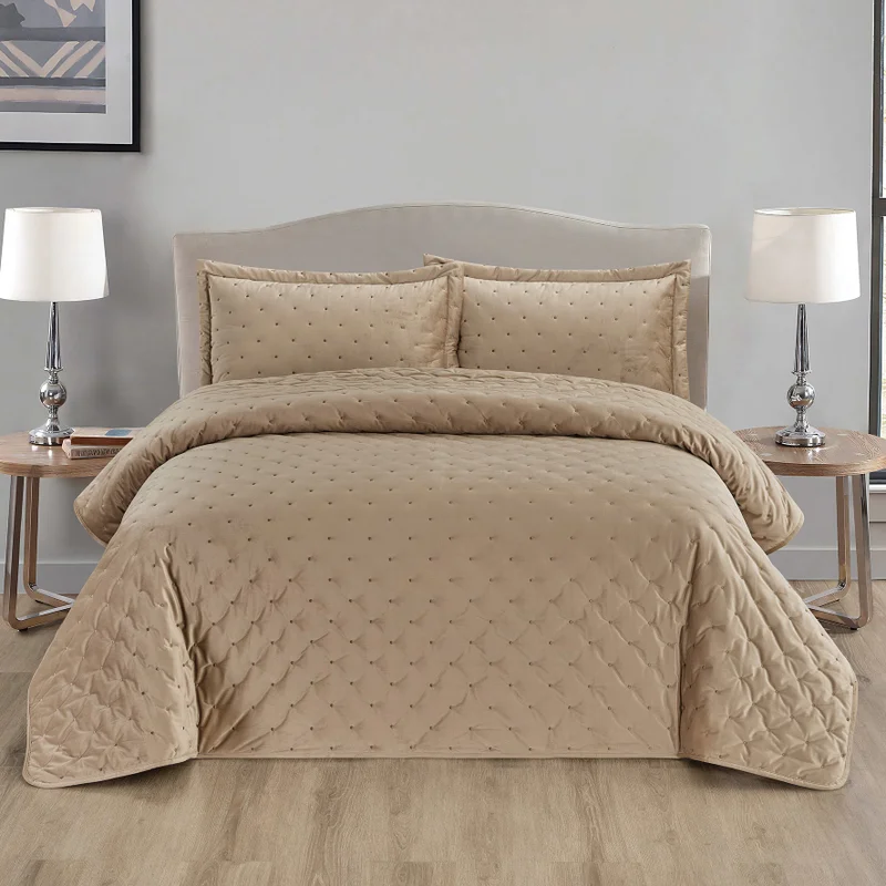 DWELL Dwell-Polka Bedspread - 3 Pc Set-Bedspread 240 x 220 CM Pillow case 50 x 80 CM-Ivory