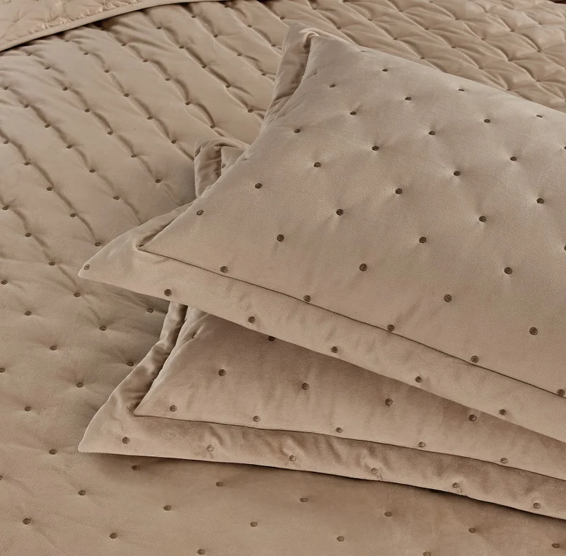 DWELL Dwell-Polka Bedspread - 3 Pc Set-Bedspread 240 x 220 CM Pillow case 50 x 80 CM-Ivory