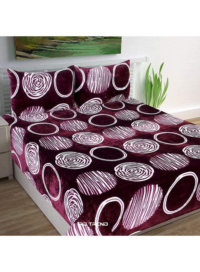 RD TREND 190 GSM بطانيات دافئة لفصل الشتاء بحجم مزدوج (90 × 100 بوصة) مع 2 غطاء وسادة بحجم (18 × 28 بوصة) لون-نبيذي شاكري - Image 1
