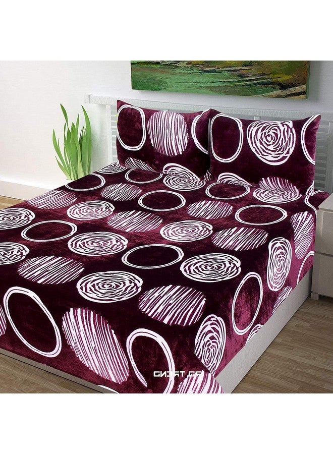 RD TREND 190 GSM بطانيات دافئة لفصل الشتاء بحجم مزدوج (90 × 100 بوصة) مع 2 غطاء وسادة بحجم (18 × 28 بوصة) لون-نبيذي شاكري - Image 2