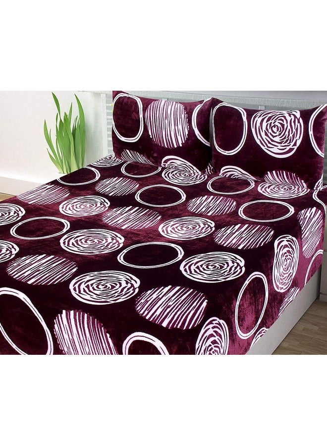 RD TREND 190 GSM بطانيات دافئة لفصل الشتاء بحجم مزدوج (90 × 100 بوصة) مع 2 غطاء وسادة بحجم (18 × 28 بوصة) لون-نبيذي شاكري - Image 5