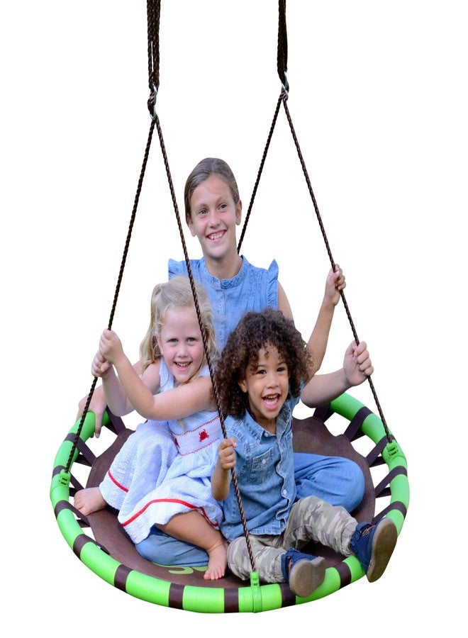 Swurfer Orbit 40 Inch Saucer Tree Swing for Kids, Outdoor Round Flying Saucer Swing Seat for Backyard, Weather Resistant, Padded Frame, Mesh, Durable, Quick and Easy Tool Free Assembly, Ages 3 and Up - Image 1