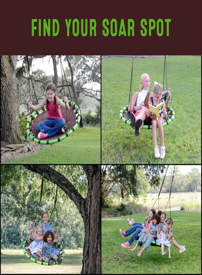 Swurfer Orbit 40 Inch Saucer Tree Swing for Kids, Outdoor Round Flying Saucer Swing Seat for Backyard, Weather Resistant, Padded Frame, Mesh, Durable, Quick and Easy Tool Free Assembly, Ages 3 and Up - Image 2