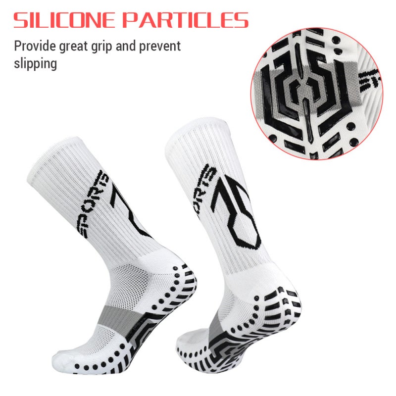 Anti Slip Soccer Socks: White High Elasticity Breathable Thickened Cushion - Arch Support Sweat Absorbent Sport Socks for Outdoor Running Football Cycling - Image 3