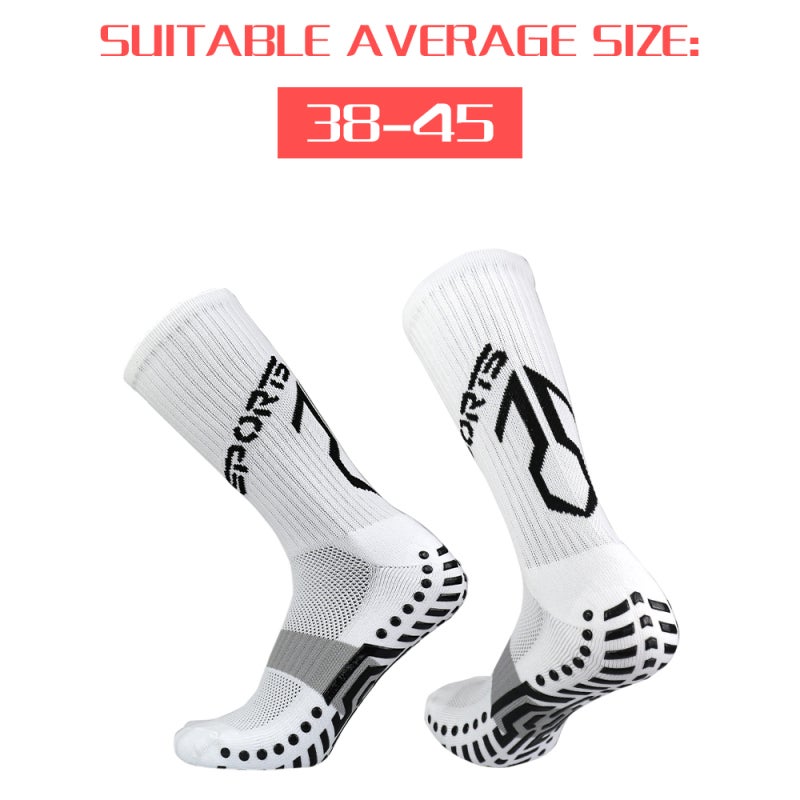 Anti Slip Soccer Socks: White High Elasticity Breathable Thickened Cushion - Arch Support Sweat Absorbent Sport Socks for Outdoor Running Football Cycling - Image 2
