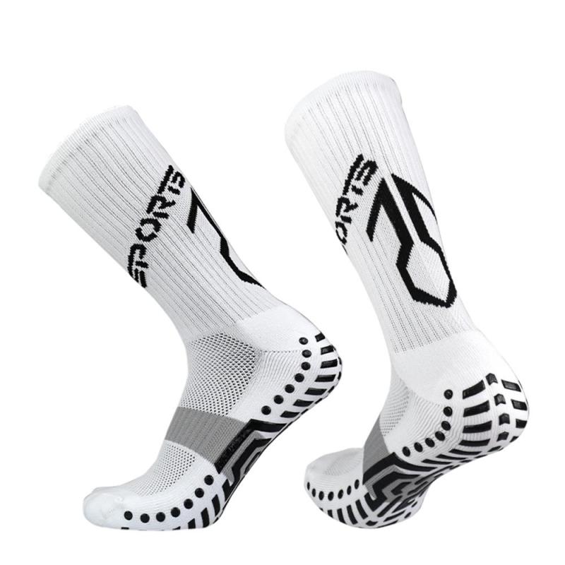 Anti Slip Soccer Socks: White High Elasticity Breathable Thickened Cushion - Arch Support Sweat Absorbent Sport Socks for Outdoor Running Football Cycling - Image 1