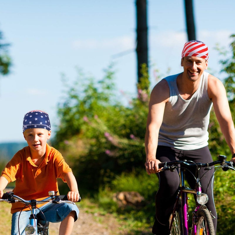 SATINIOR Sweat Wicking Skull Cap, Cooling Cycling Hat for Men and Women (Red White Blue) - Image 5