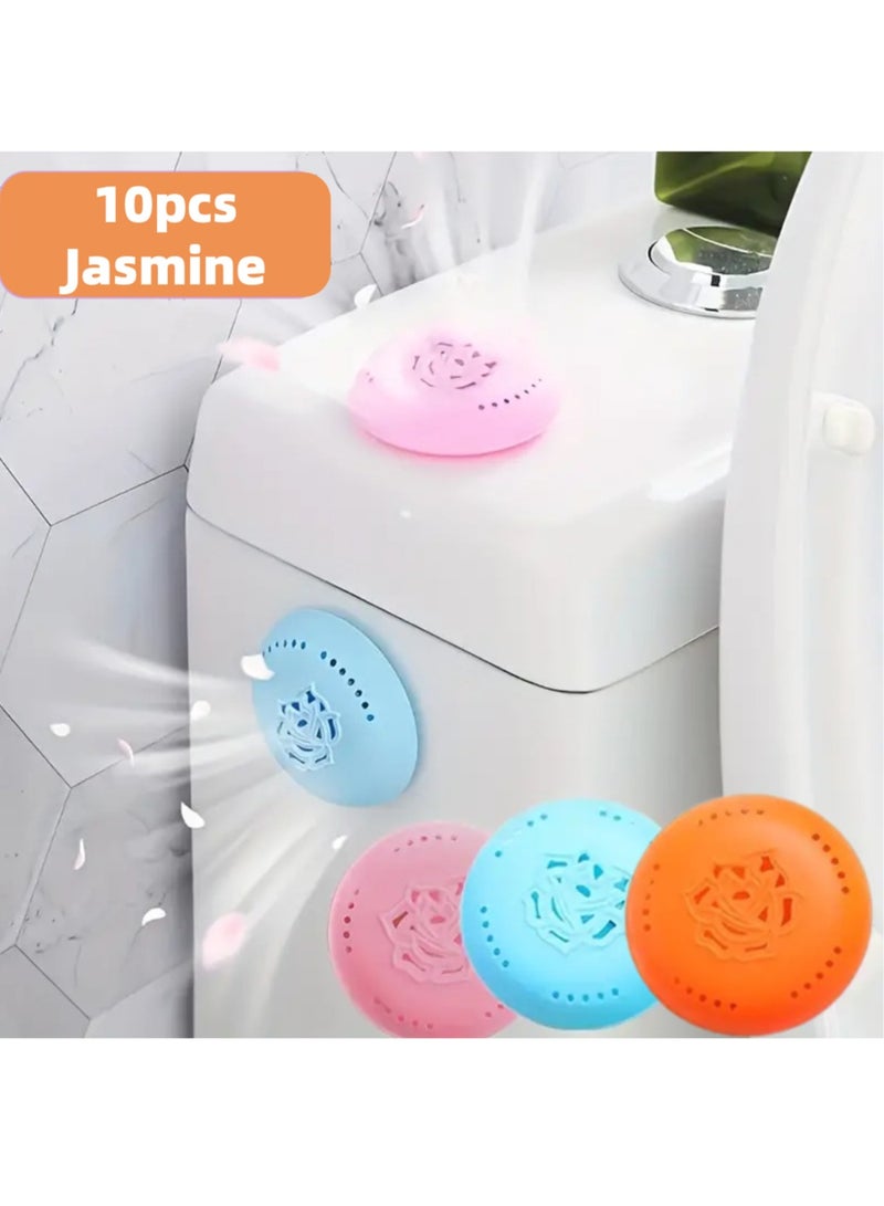 10pcs Jasmine Scented Air Freshener Tablets - Long-Lasting Odor Eliminator for Home, Car, Bathroom, Closet & Wardrobe - Compressed Solid Deodorizer with Extra Shell  - Image 1