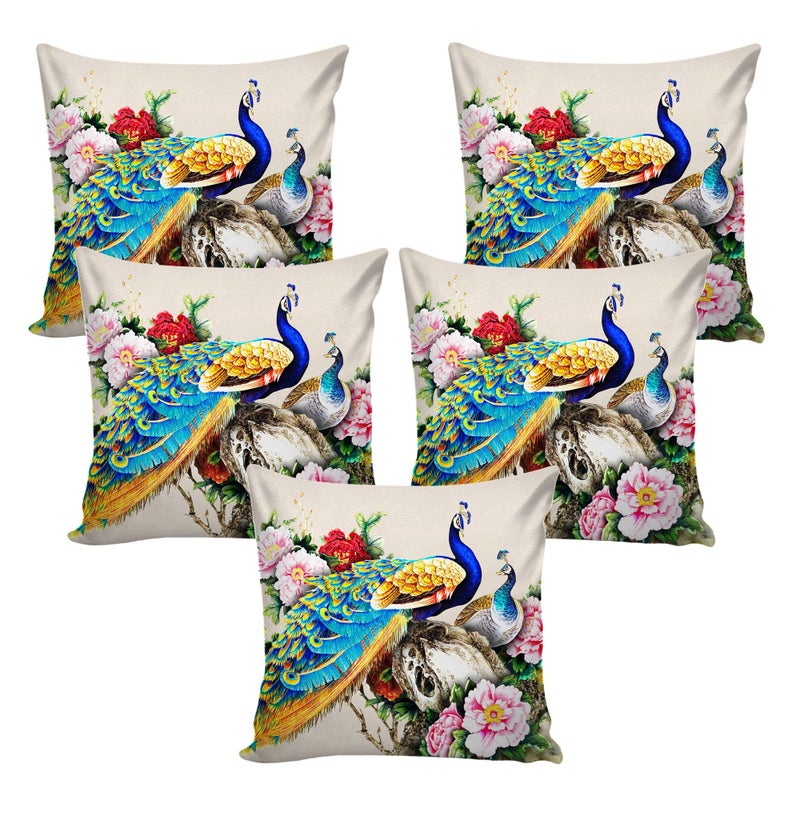 AEROHAVEN Set of 5 Multi Colored Decorative Hand Made Jute Cushion Covers - CC02 - (12 Inch x 12 Inch) - Image 2
