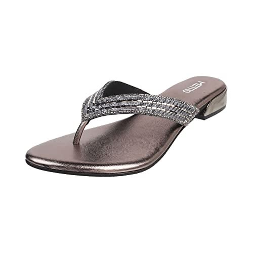 Metro Women's Metallic Faux Leather Ethnic Slip-on Fashion Sandals UK/8 EU/41 (35-4988) - Image 1