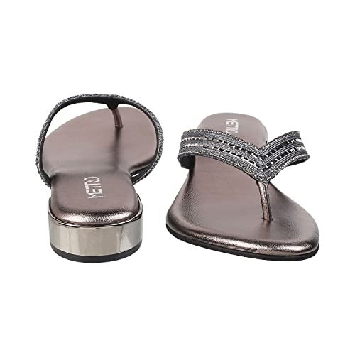Metro Women's Metallic Faux Leather Ethnic Slip-on Fashion Sandals UK/8 EU/41 (35-4988) - Image 5