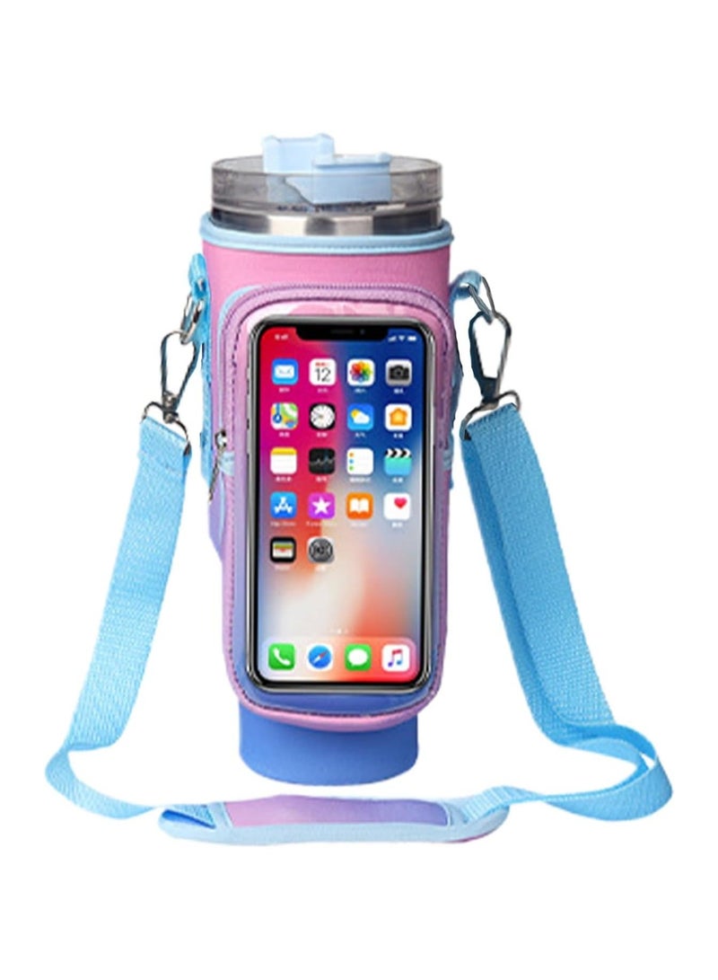 KASTWAVE Water Bottle Carrier Bag for Stanley 40 Oz Tumbler, Water Bottle Holder with Adjustable Shoulder Strap and Phone Pocket, Bottle Handbags for Walking Hiking Travelling Camping  - Image 1