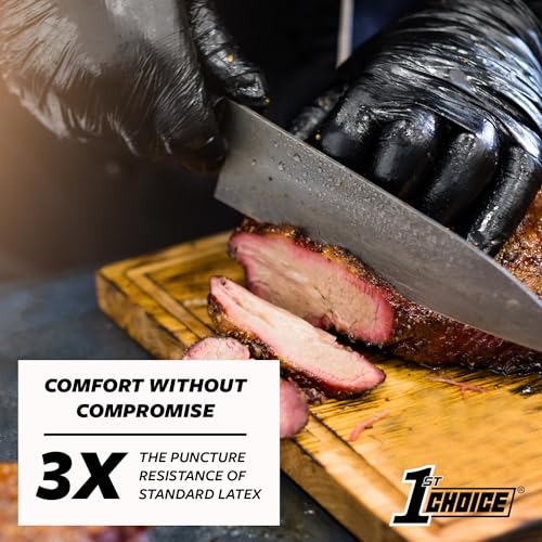 1st Choice Black Nitrile Gloves Disposable Latex-Free 5 Mil Textured for Cooking, Cleaning, Food Prep, Large, Box of 100 - Image 3