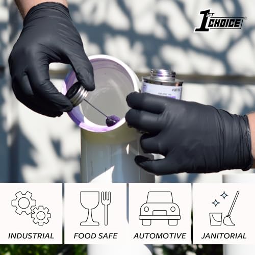 1st Choice Black Nitrile Gloves Disposable Latex-Free 5 Mil Textured for Cooking, Cleaning, Food Prep, Large, Box of 100 - Image 5